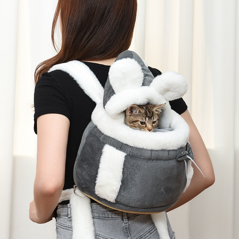 Winter Warm Soft Plush Cat Chest Bag