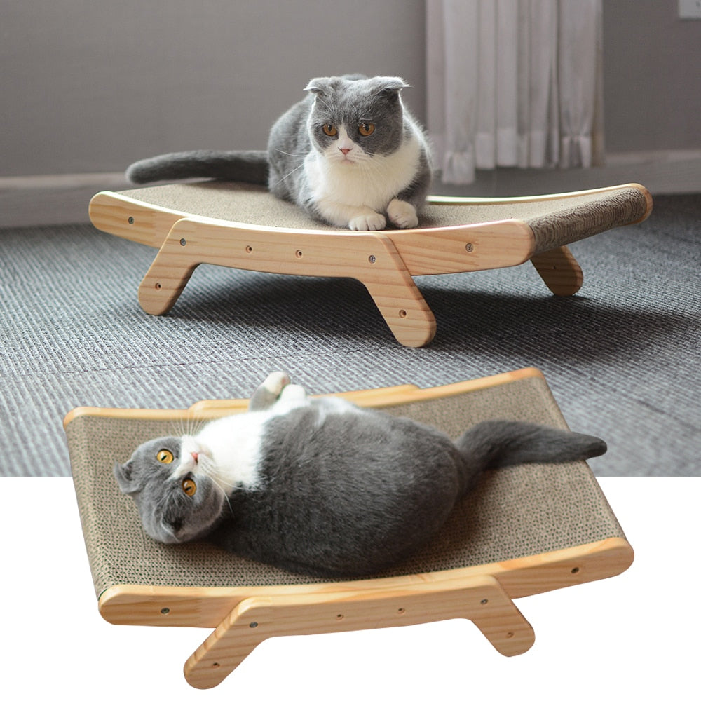 Wooden Cat Scratcher Scraper Bed